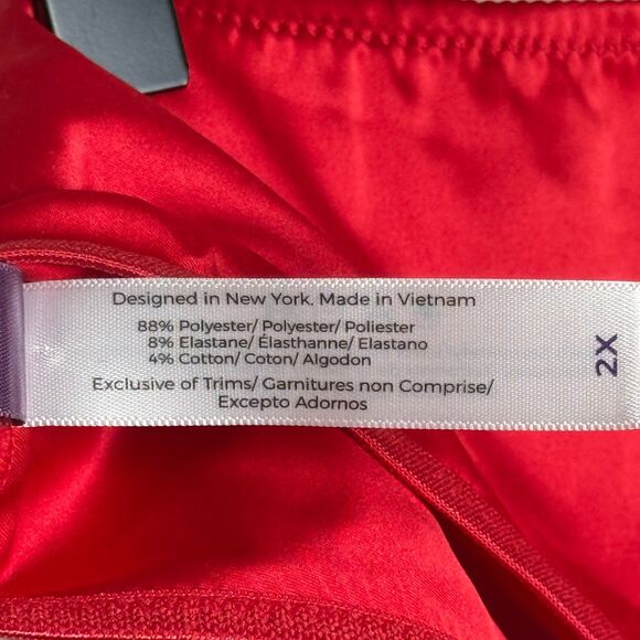 Adore Me Womens Gynger Bra Panty Set Plus Size 2X Red Satin Bow Unlined Romantic - Picture 12 of 12